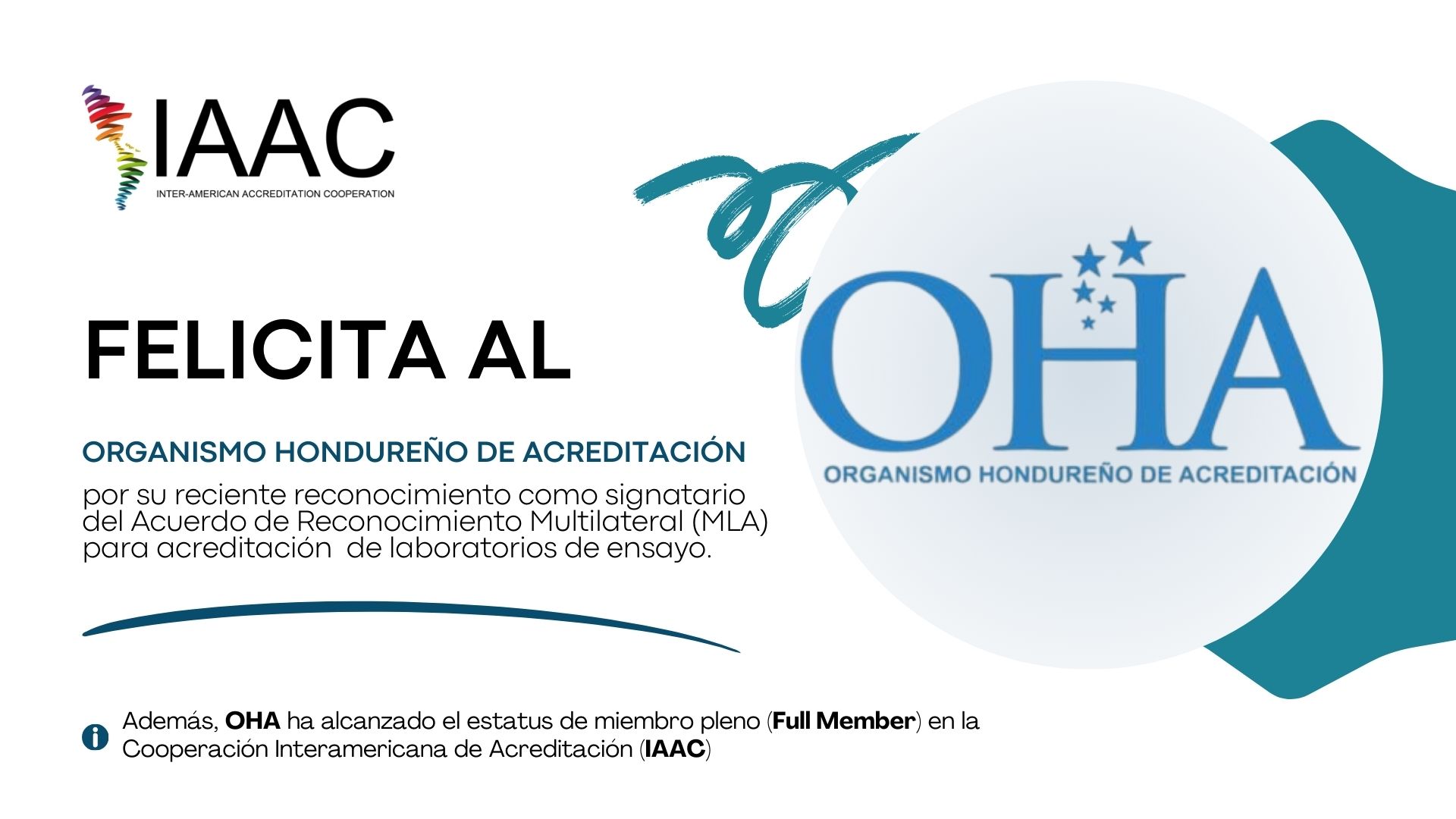 OHA es reconocido como signatario del MLA de IAAC para la acreditación de laboratorios de ensayo