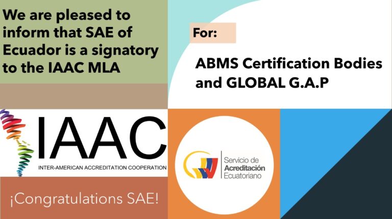 SAE - IAAC MLA Signatory for ABMS Certification Bodies & Global GAP